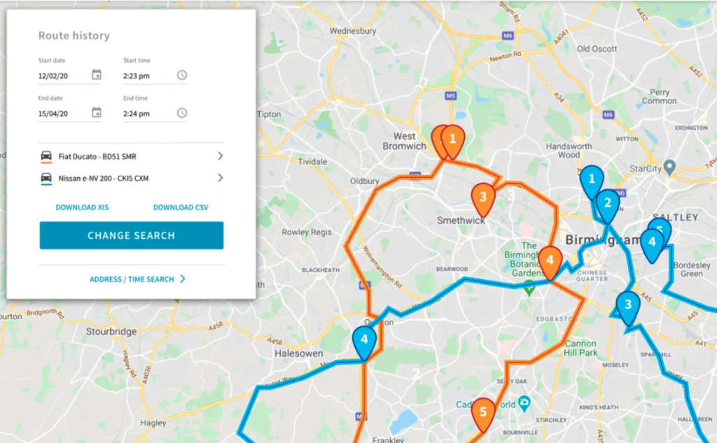 Map of a tracking software