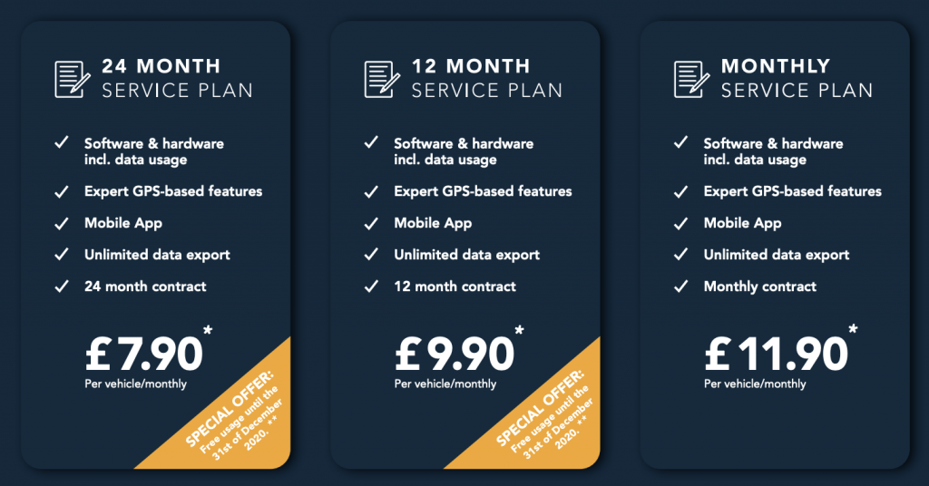 Vimcar fleet tracking price plans