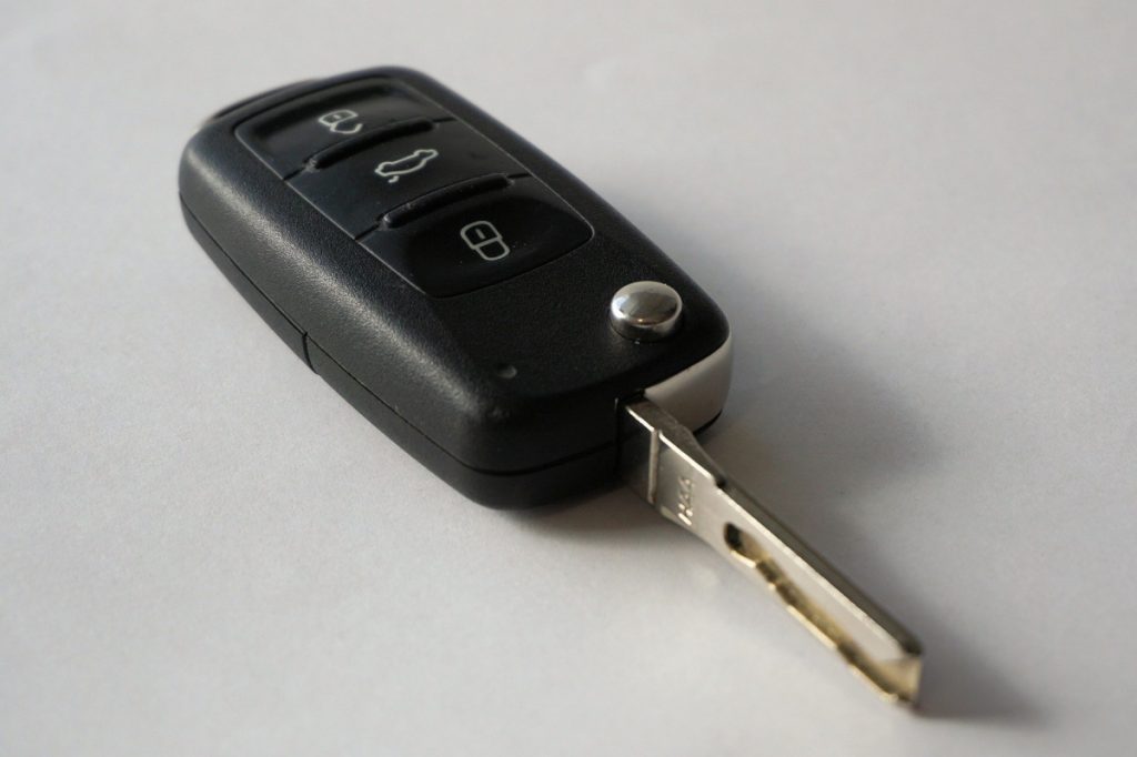 Car keys of a car with a fitted car tracker