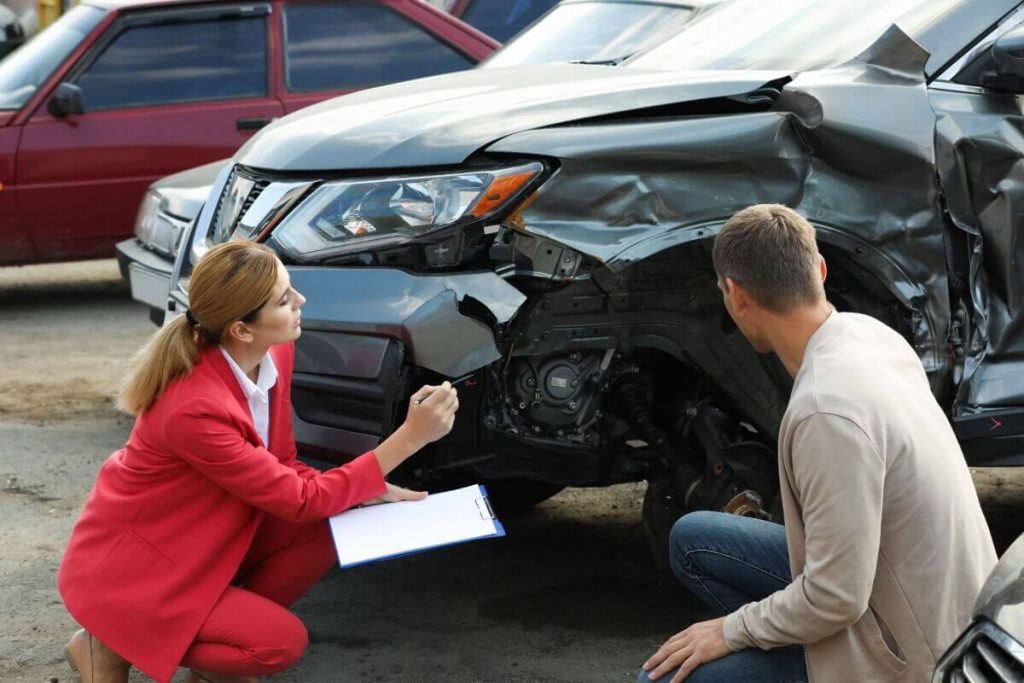 multi van insurance agent checking van damage company car accident 