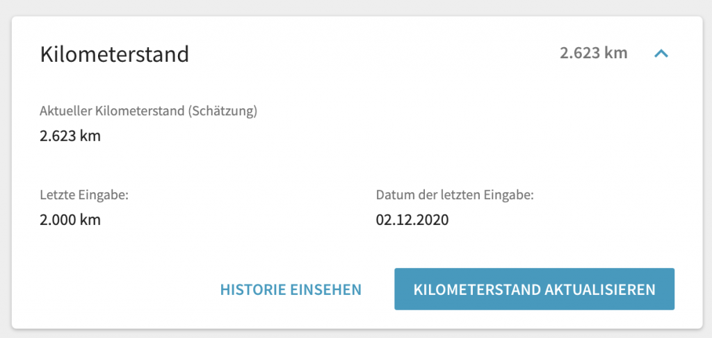Detailansicht eines Fahrzeugs mit eingetragenem Kilometerstand.